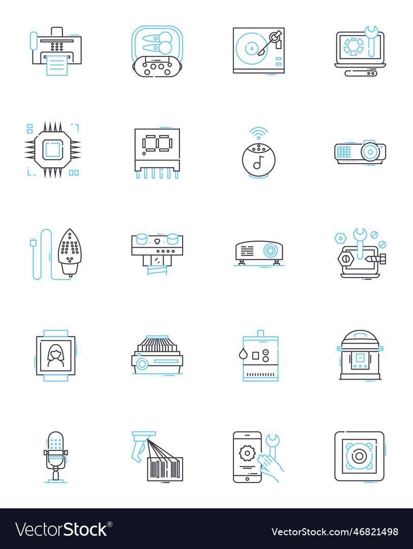 Smart machines linear icons set automation Vector Image