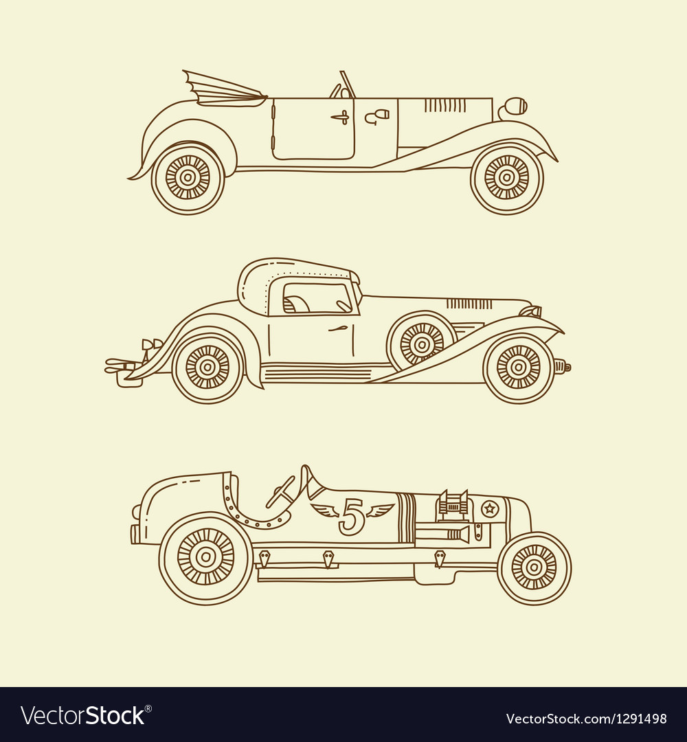 Vintage sport racing cars Royalty Free Vector Image