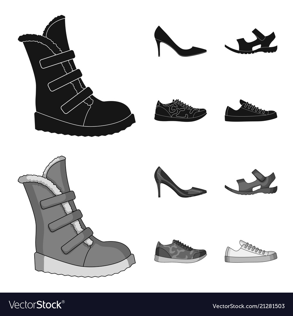 A set of icons on variety shoesdifferent Vector Image