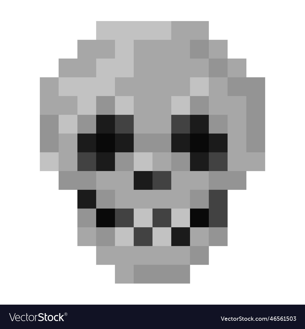 Premium Vector  Silver skull token in pixel art style