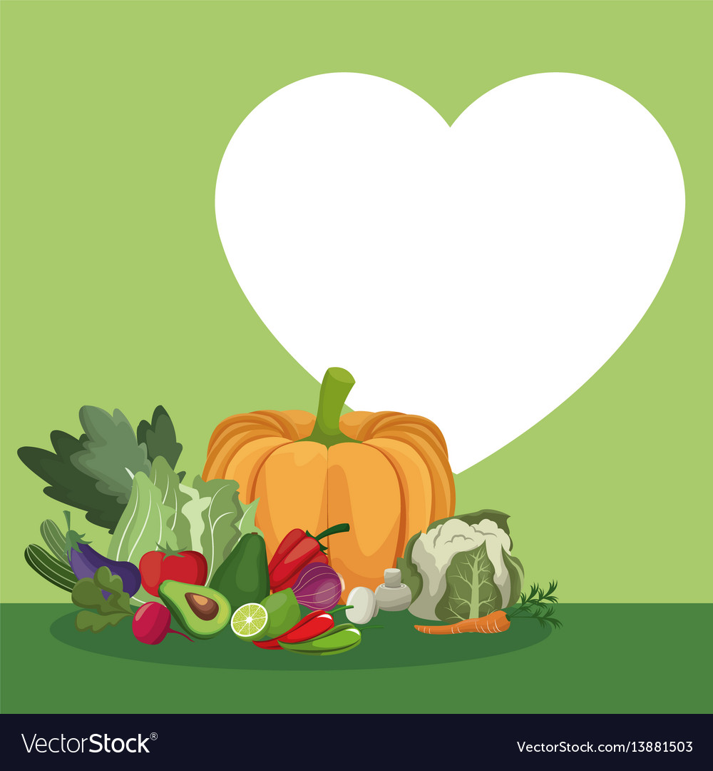 Vegetables Fresh Ingredients Heart Healthy Food Vector Image