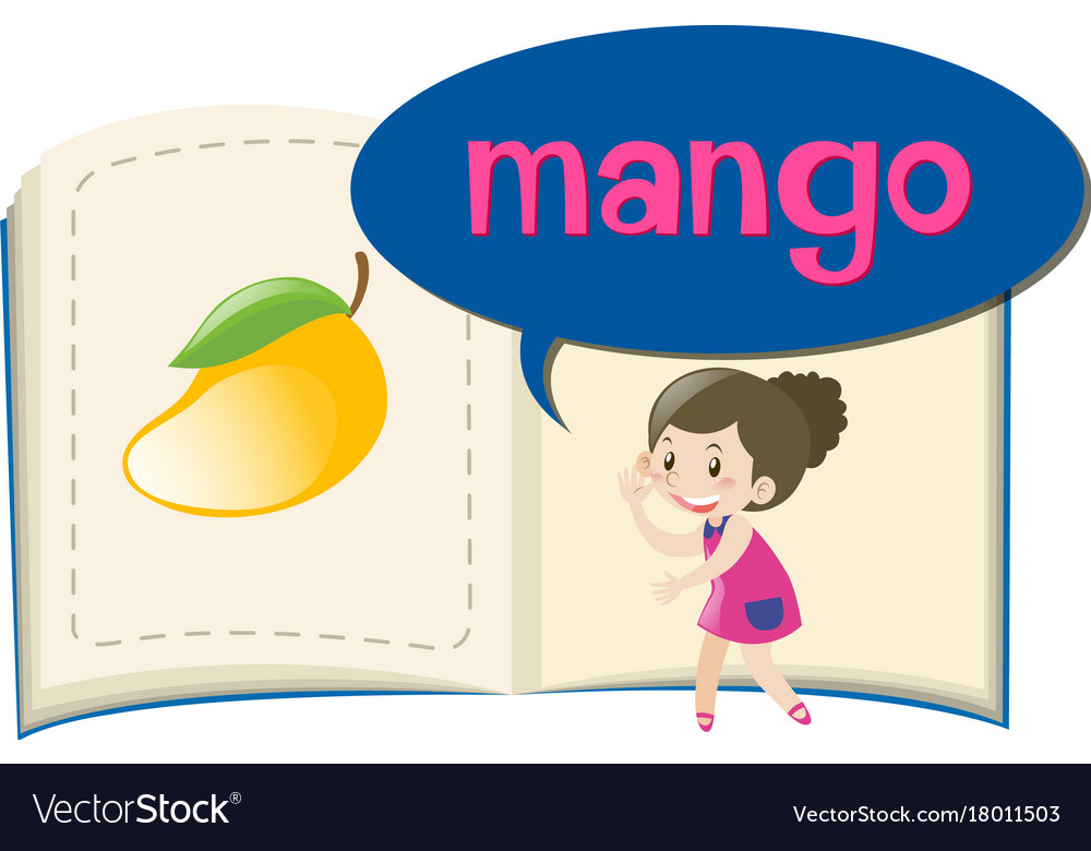 word-mango-on-children-book-royalty-free-vector-image