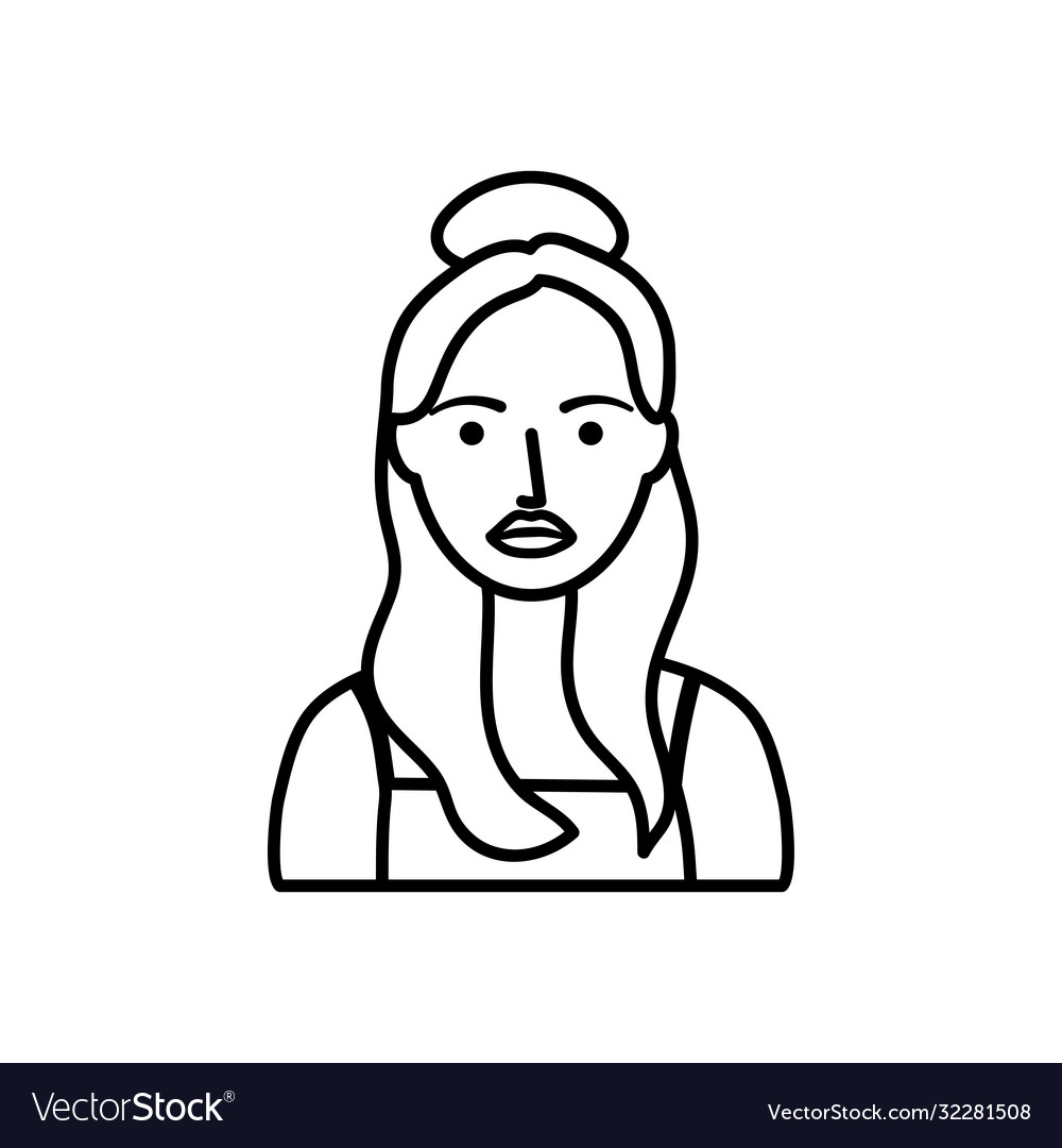 Avatar teenager girl icon line style Royalty Free Vector