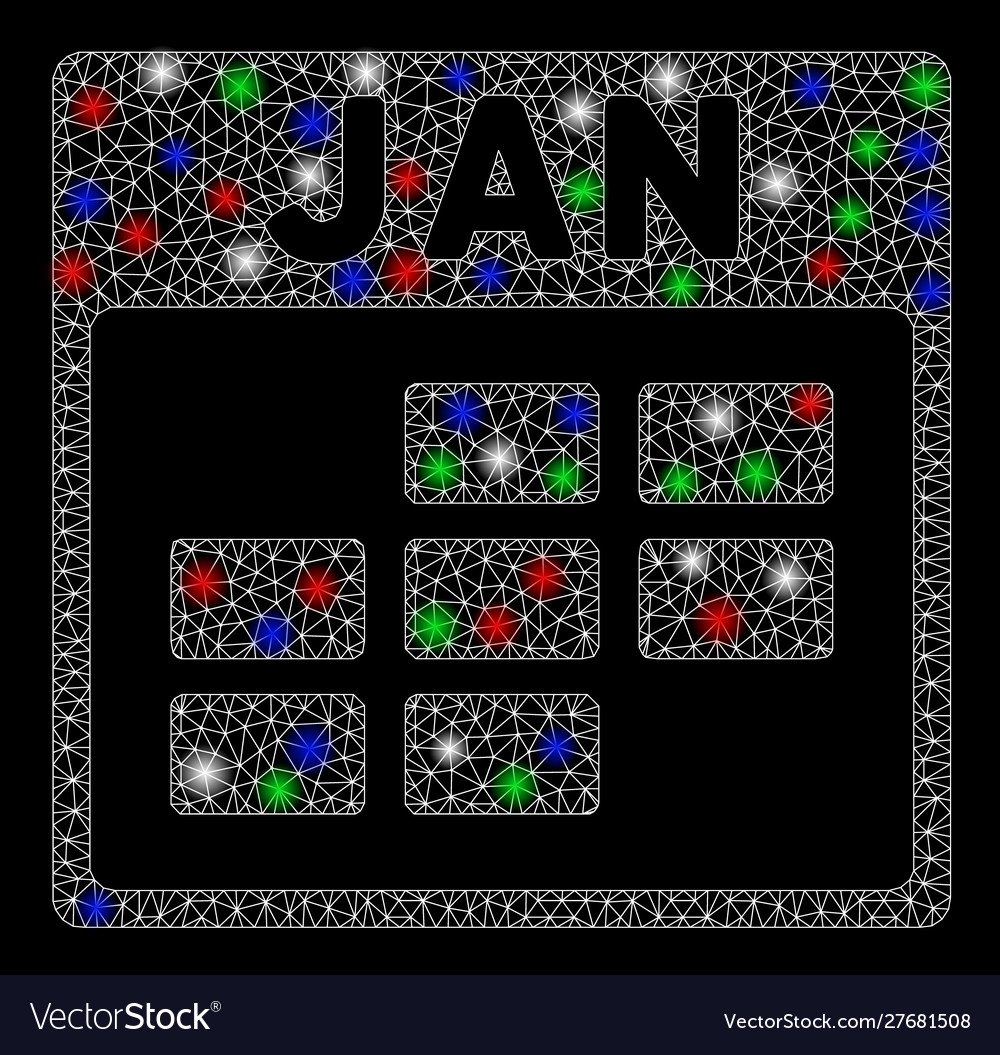 Bright mesh 2d january calendar grid with flash Vector Image