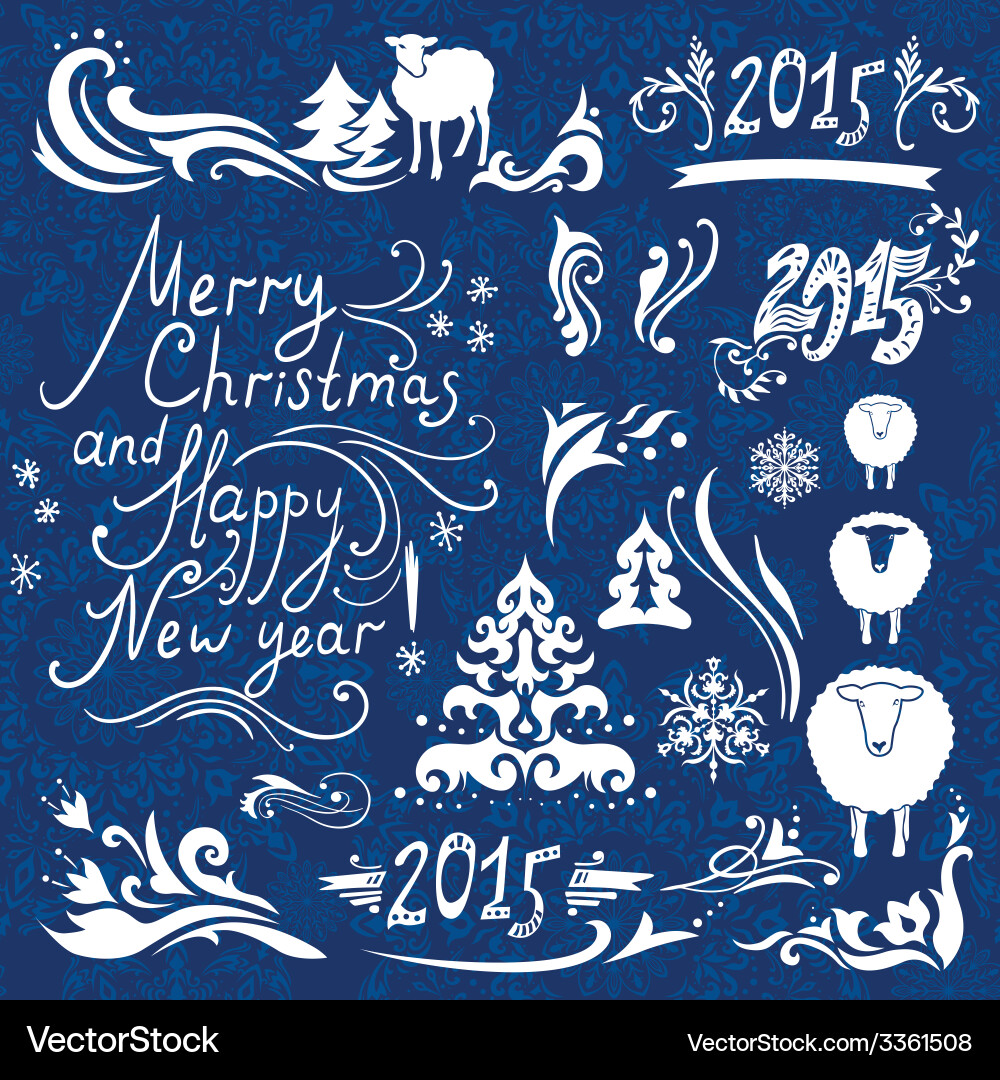 Christmas design elements set Royalty Free Vector Image