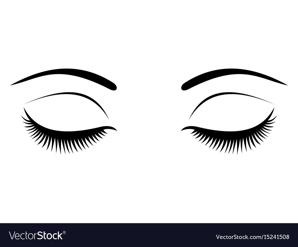 Closed eyes with black eyelashes on a white Vector Image