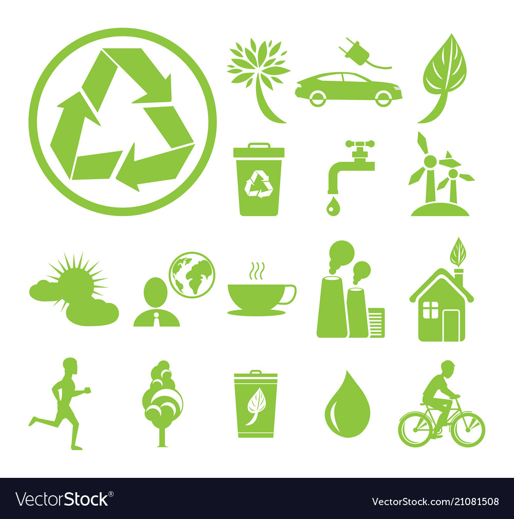 Green ecology and earth protection themed signs Vector Image
