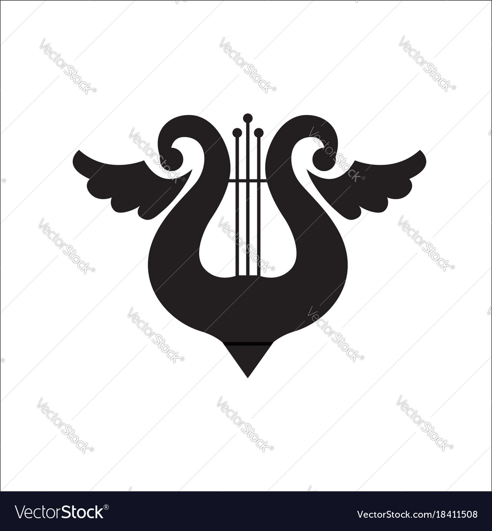 Music school logo lyre or cither icon vector image
