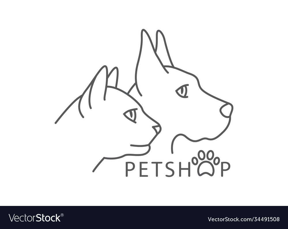 Pet shop line drawing shop in line vector image Pet shop line drawing shop in line