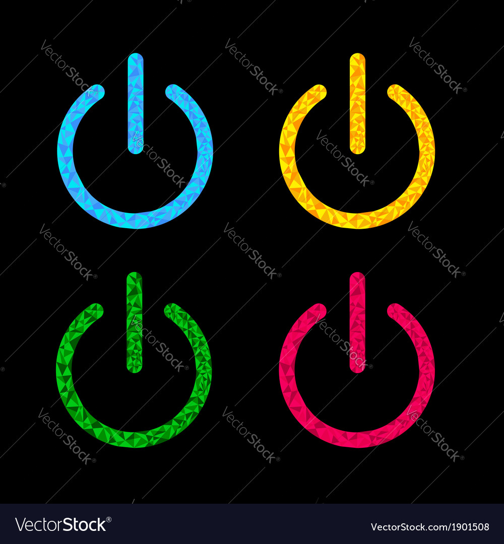 Power button icon set black background polygonal Vector Image