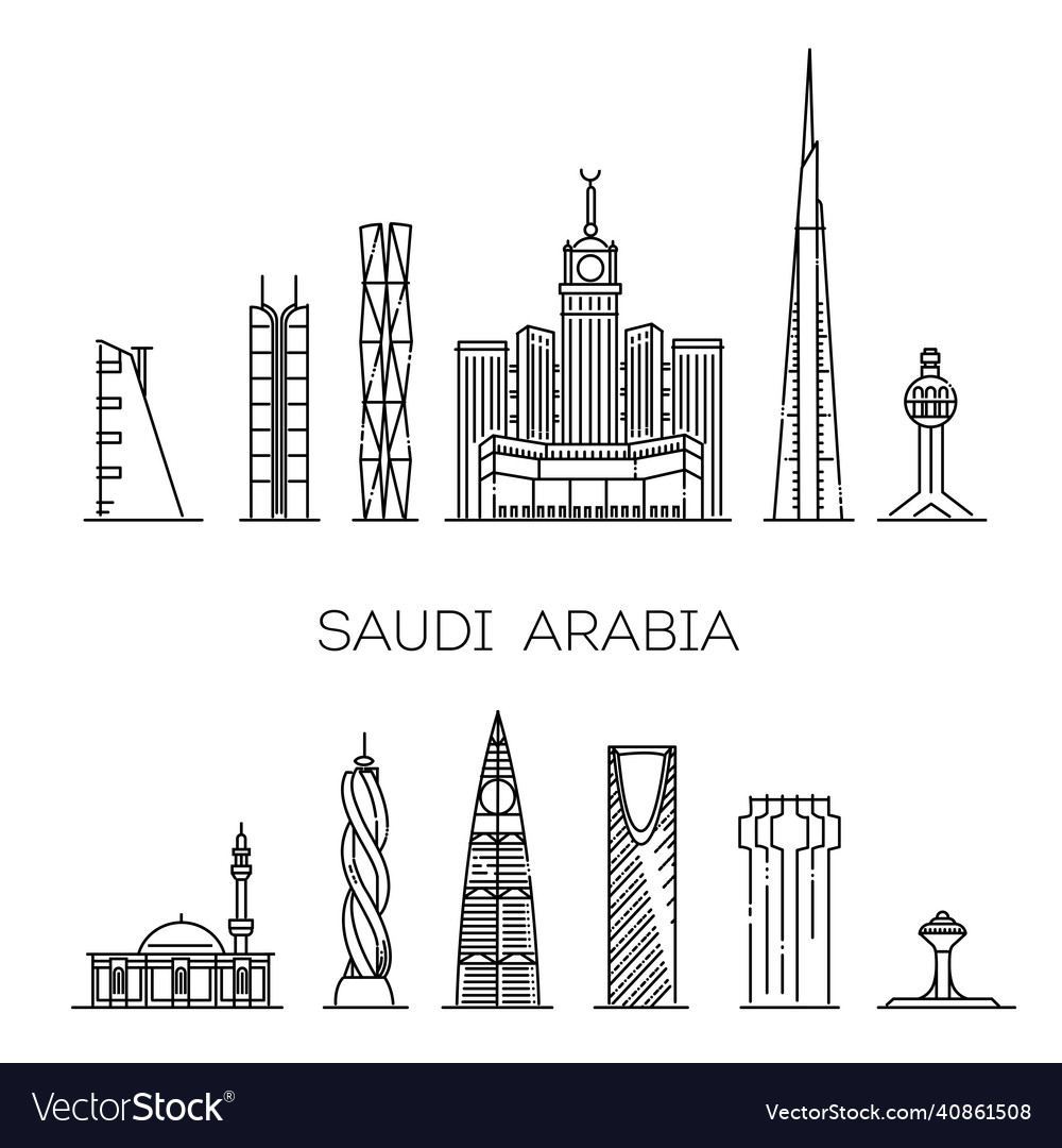 Saudi arabia architectureskyline vector image Saudi arabia architectureskyline