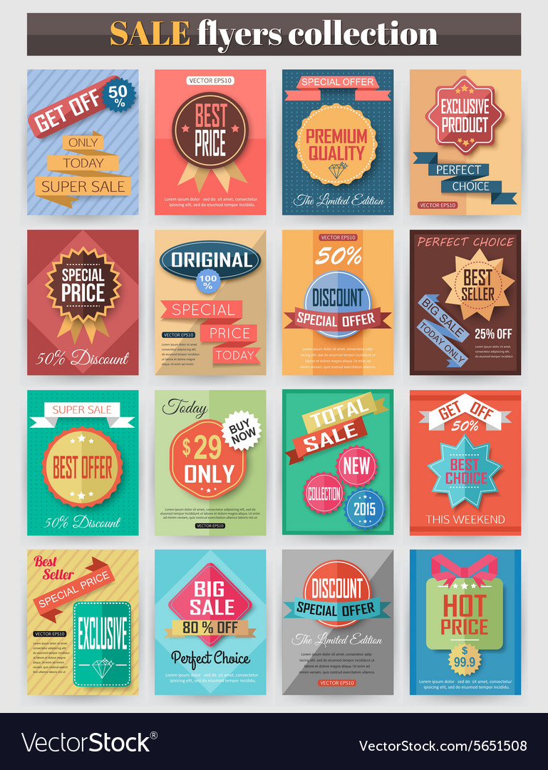 set of colorful sale flyers best creative design best flyers