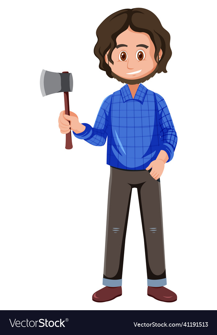 A man holding ax cartoon character on white Vector Image A man holding ax cartoon character on white Vector Image