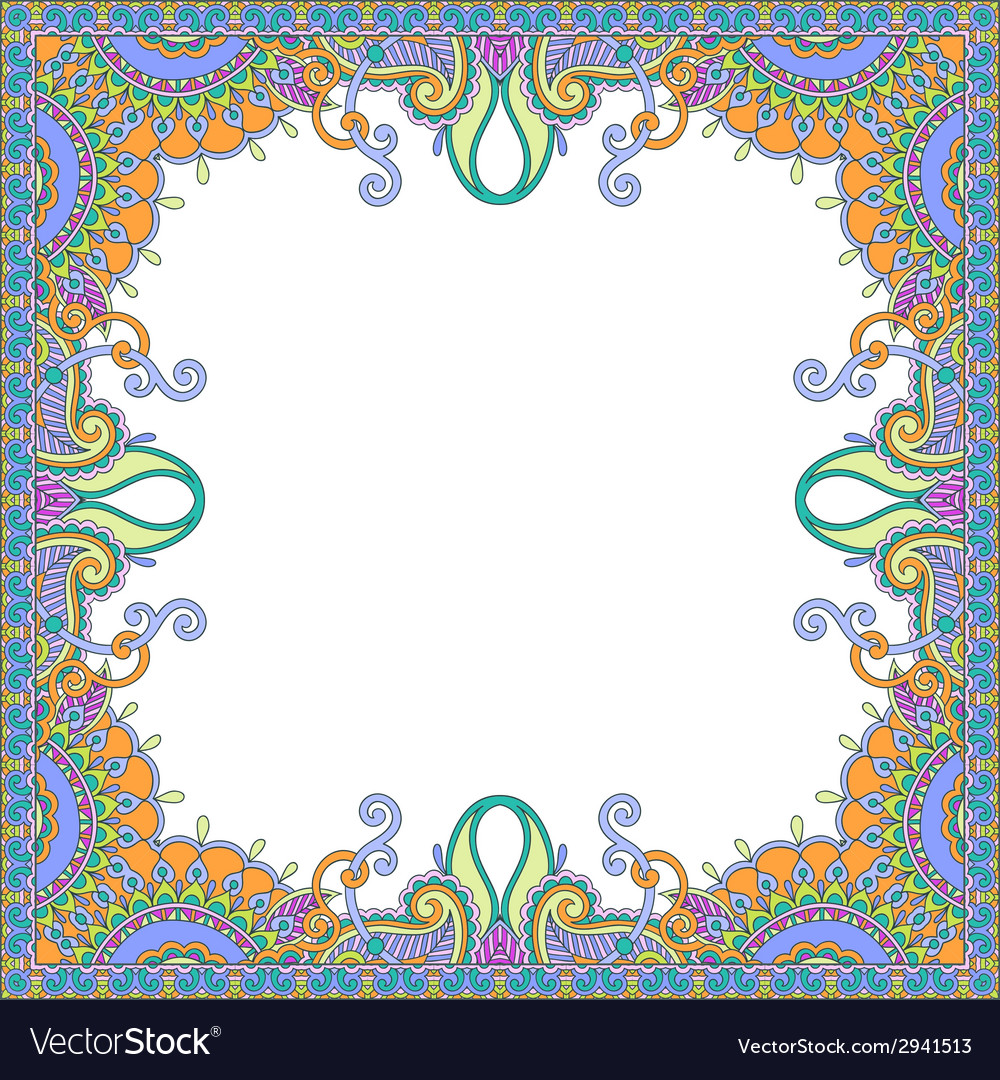 Floral vintage frame ukrainian ethnic style Vector Image