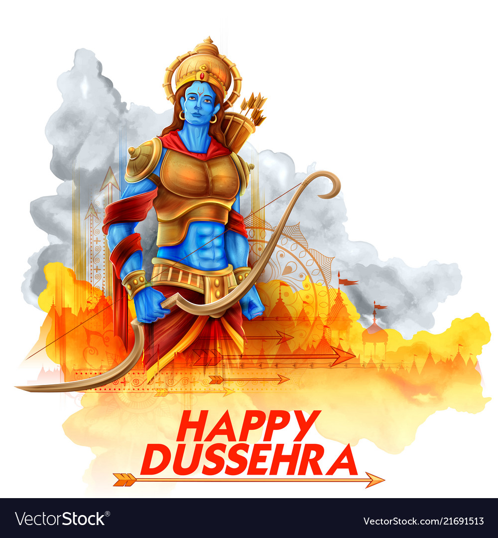 Lord rama in navratri festival india poster Vector Image