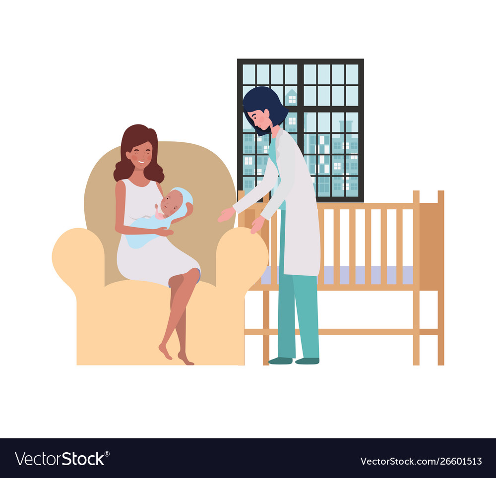 Mother with baby and doctor design Royalty Free Vector Image