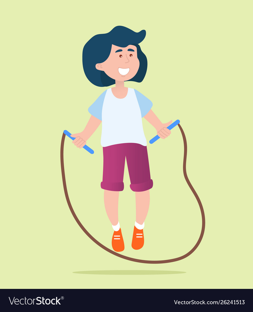 Small kid jumping on rope fitness active lifestyle