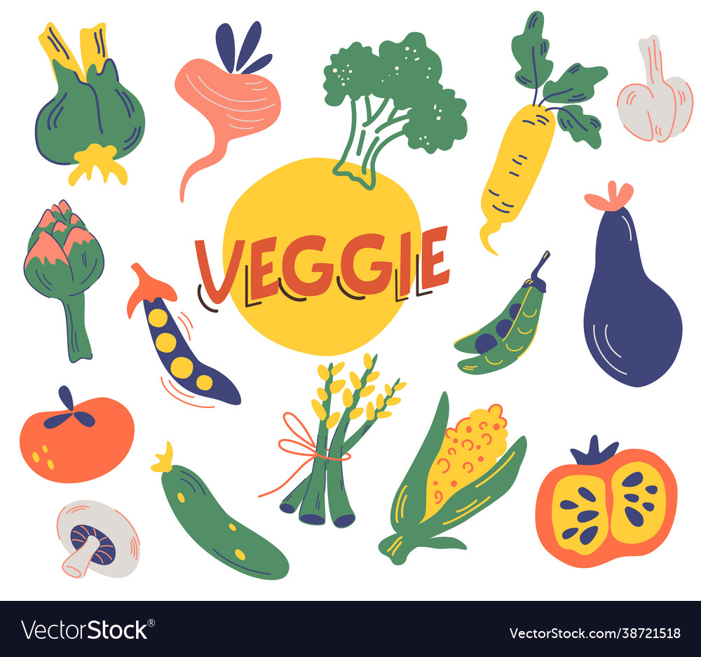 Big set different vegetables greens harvest Vector Image