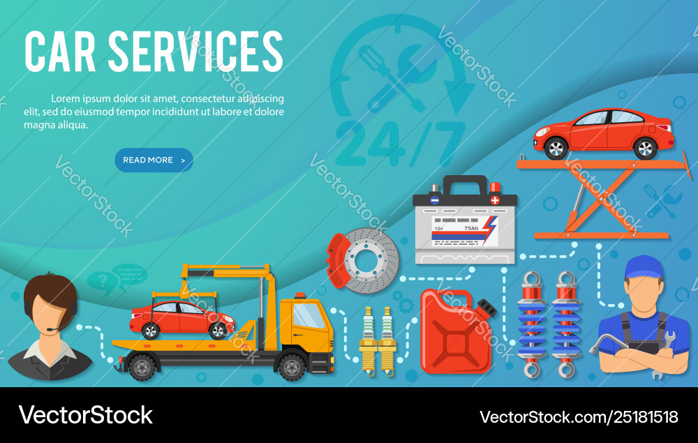 Car Services Banner Royalty Free Vector Image Vectorstock