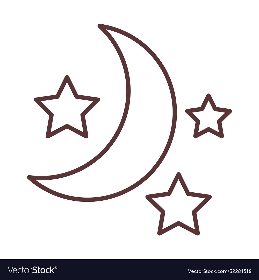 Half moon and stars decoration ornament line style