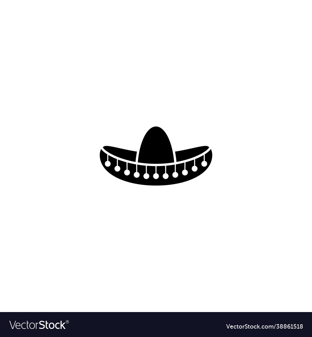 Sombrero mexican hat black icon flat logo Vector Image