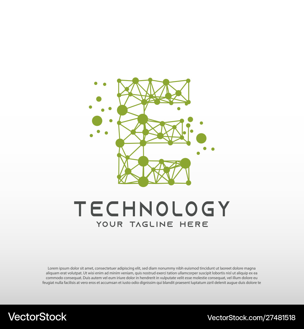 Technology logo with initial e letter network Vector Image