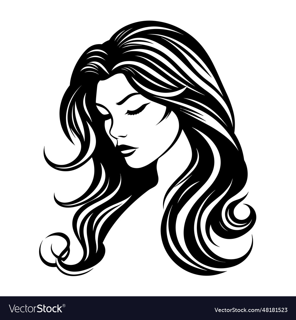 Beautiful long hair girl silhouette Royalty Free Vector