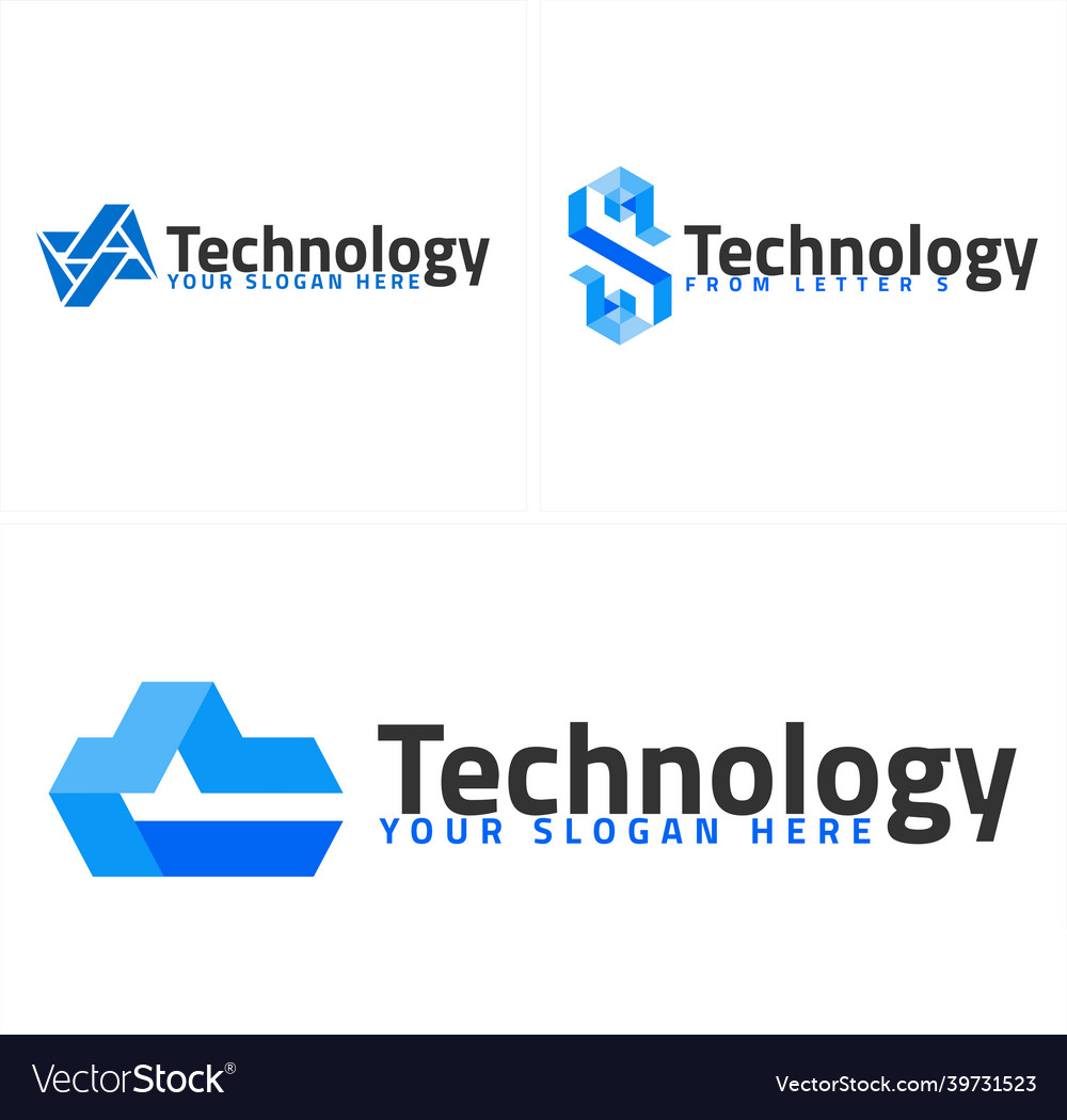 Modern flat line art letter s initial technology Vector Image