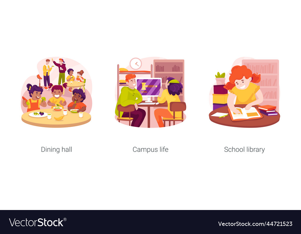 Private boarding school isolated cartoon