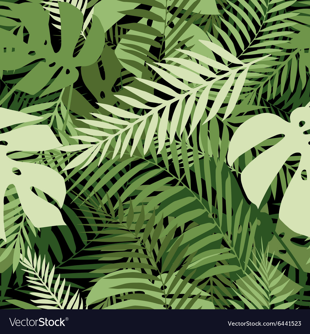 Seamless tropical pattern with palm leaves Vector Image