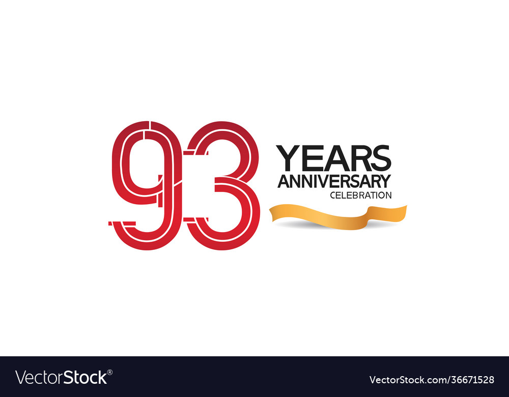 93 years anniversary template with red color Vector Image