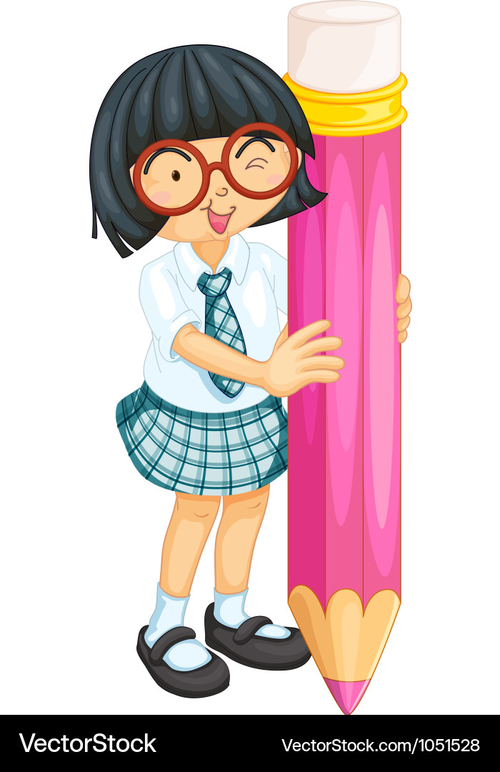 A girl with pencil Royalty Free Vector Image VectorStock