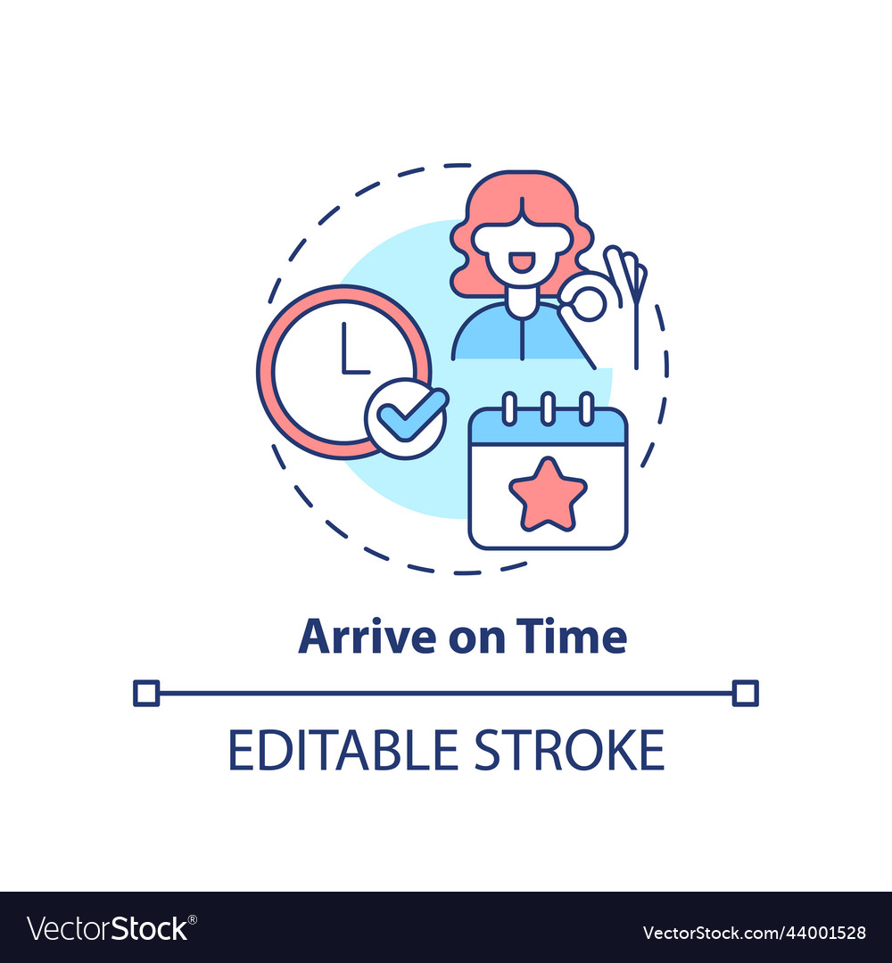 Arrive on time concept icon Royalty Free Vector Image