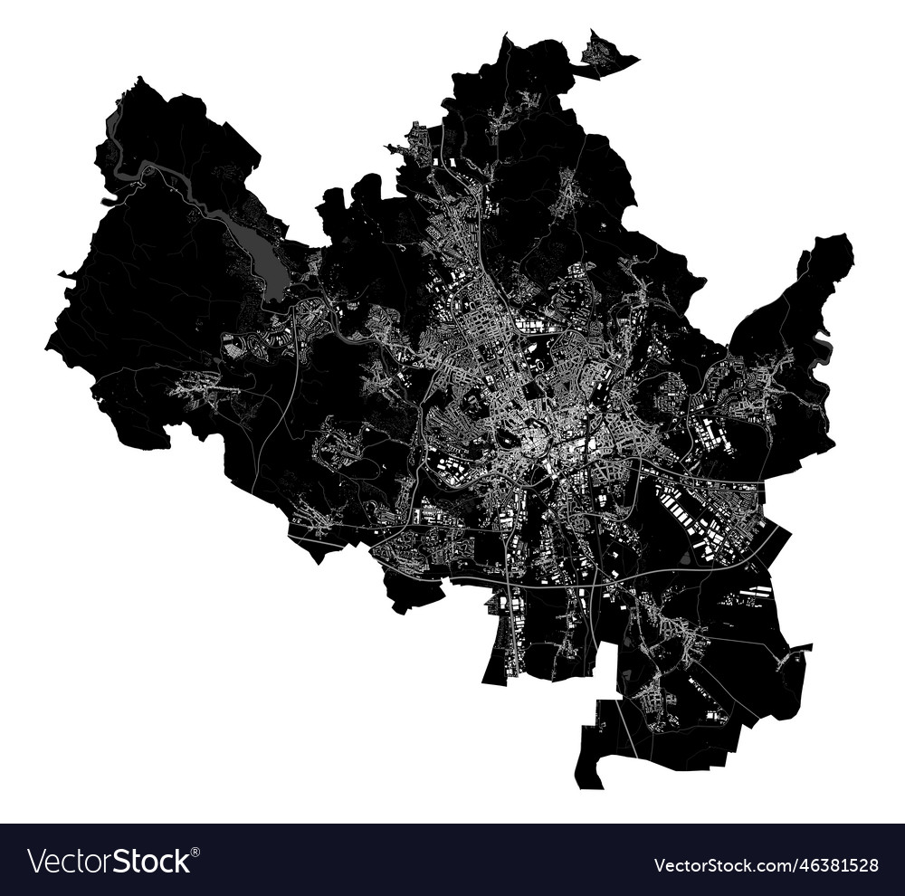 Brno map detailed black of city poster Royalty Free Vector