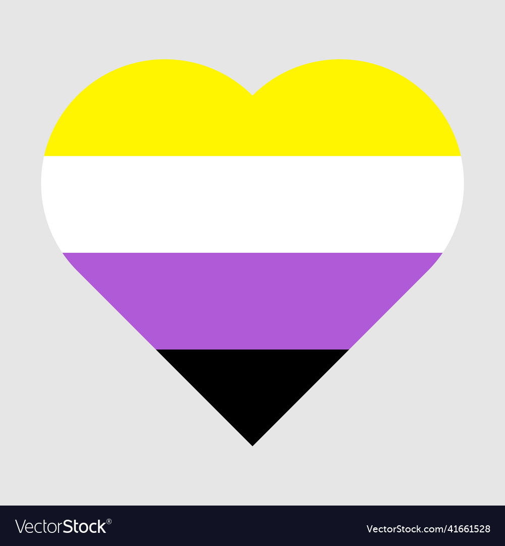 Nonbinary flag heart icon on white background Vector Image