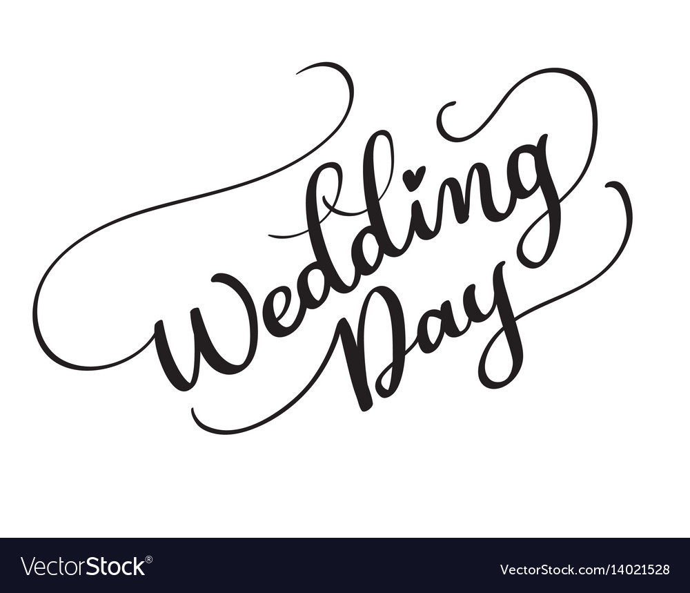 Wedding day text on white background Royalty Free Vector