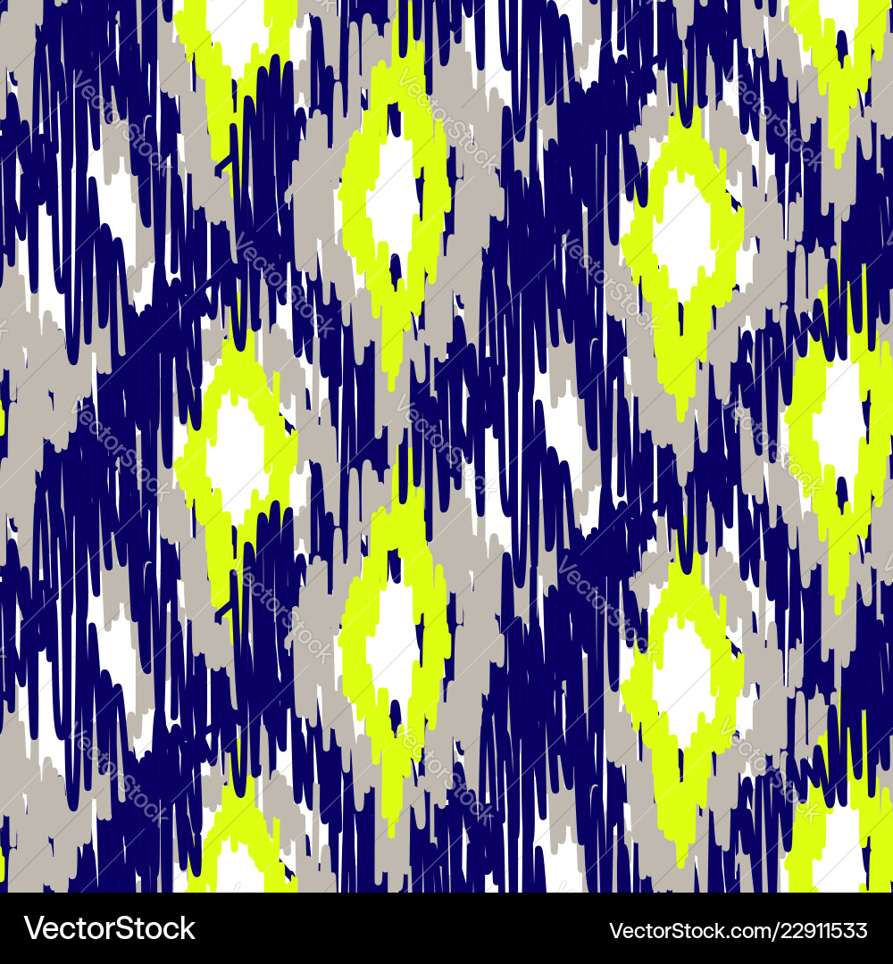 Ikat ogee seamless pattern background Royalty Free Vector