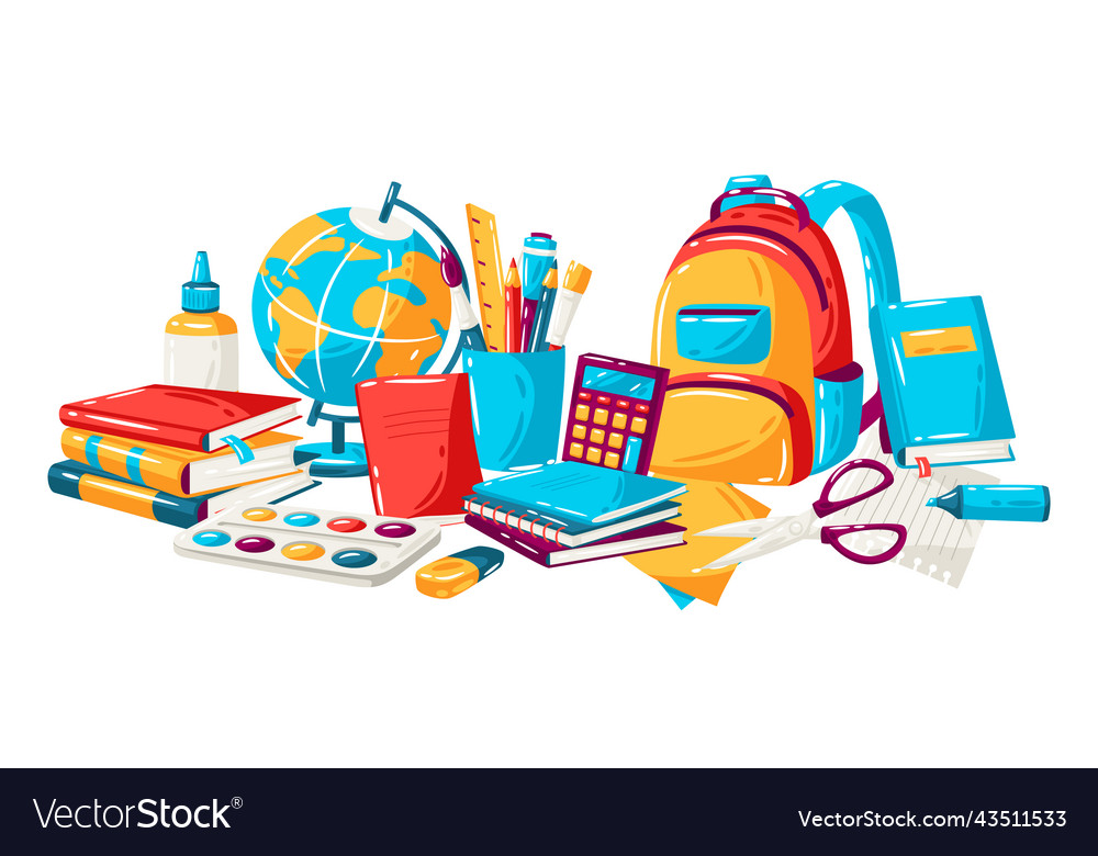 School background with education items Royalty Free Vector