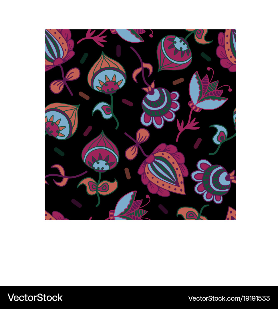 Seamless pattern with hand-drawn fantasy flowers Vector Image