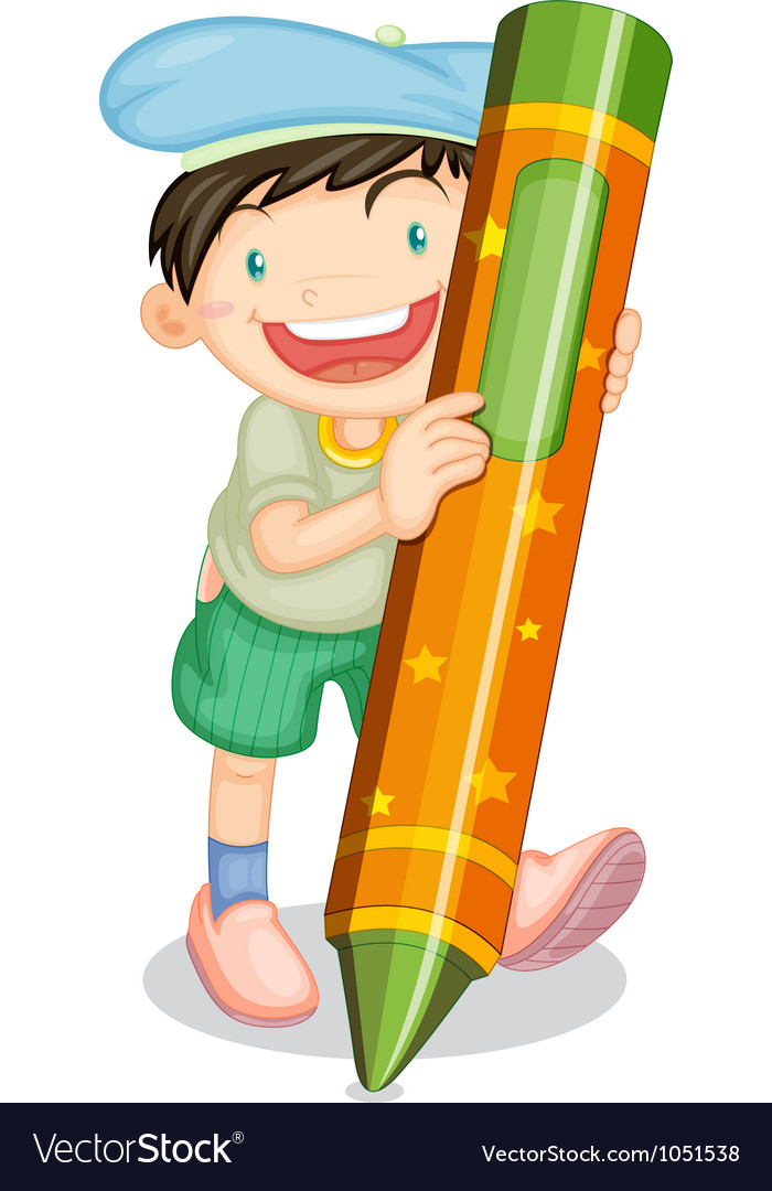 Boy with pencil Royalty Free Vector Image - VectorStock