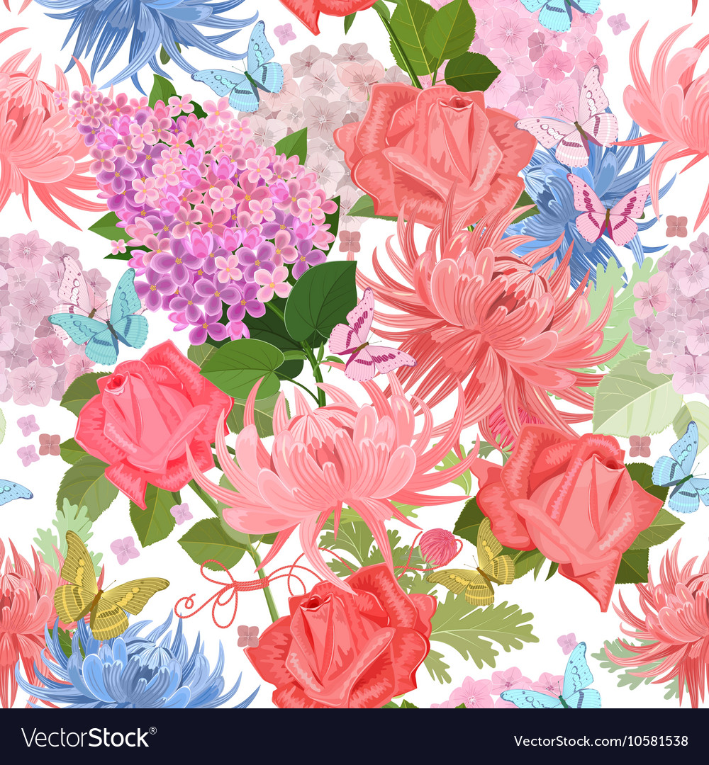 Colorful seamless texture with summer flowers Vector Image