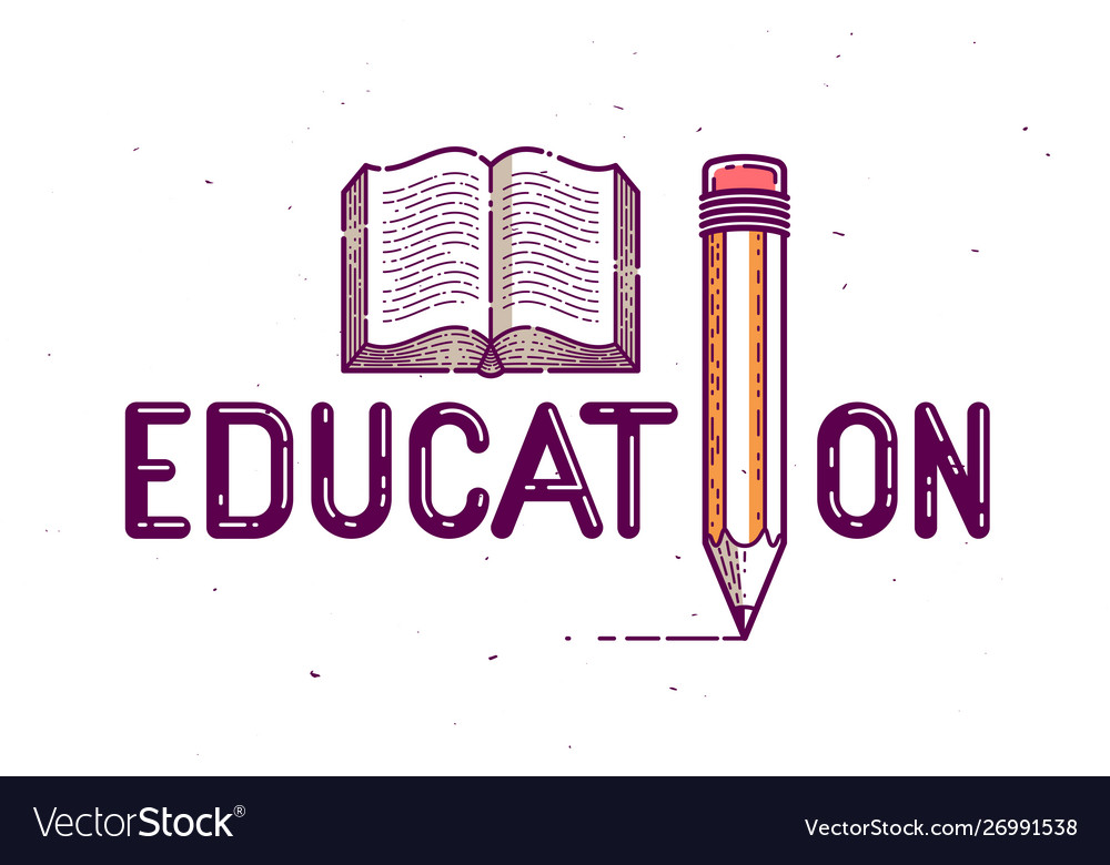 education-word-with-pencil-instead-letter-i-vector-image