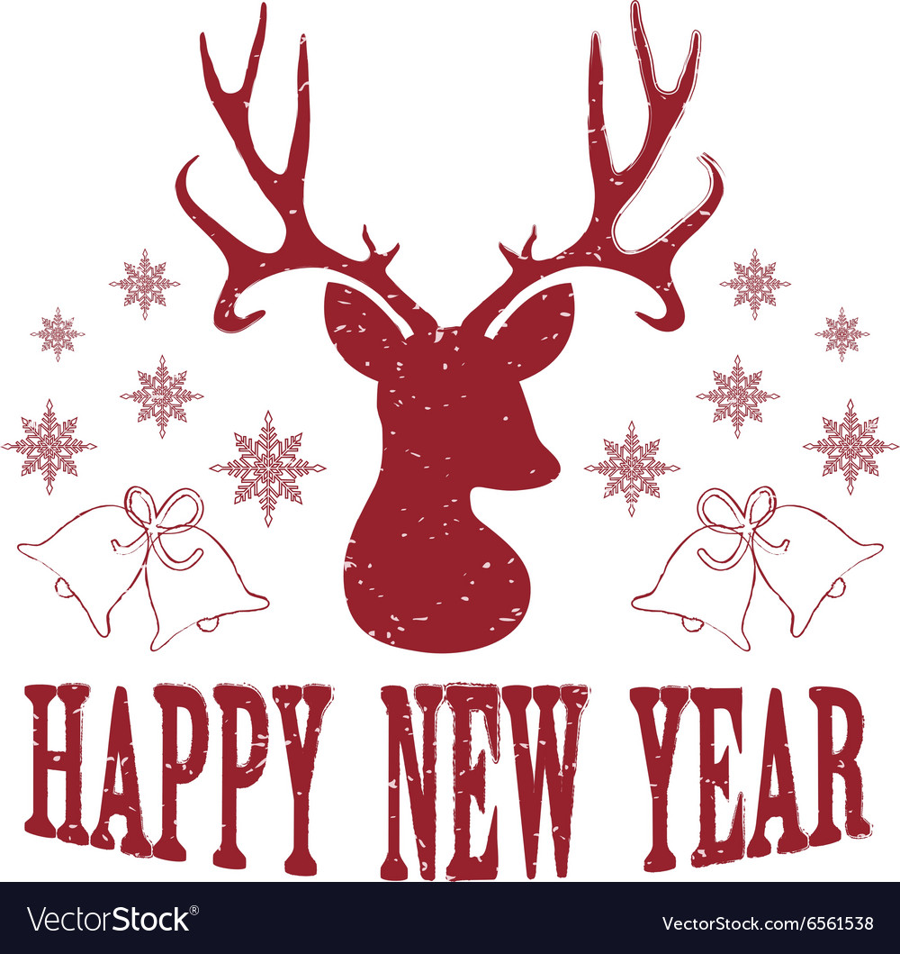 Happy New Year with Christmas Deer Royalty Free Vector Image