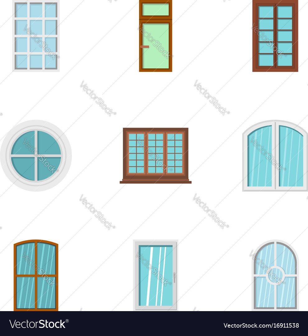 House window icon set flat style Royalty Free Vector Image