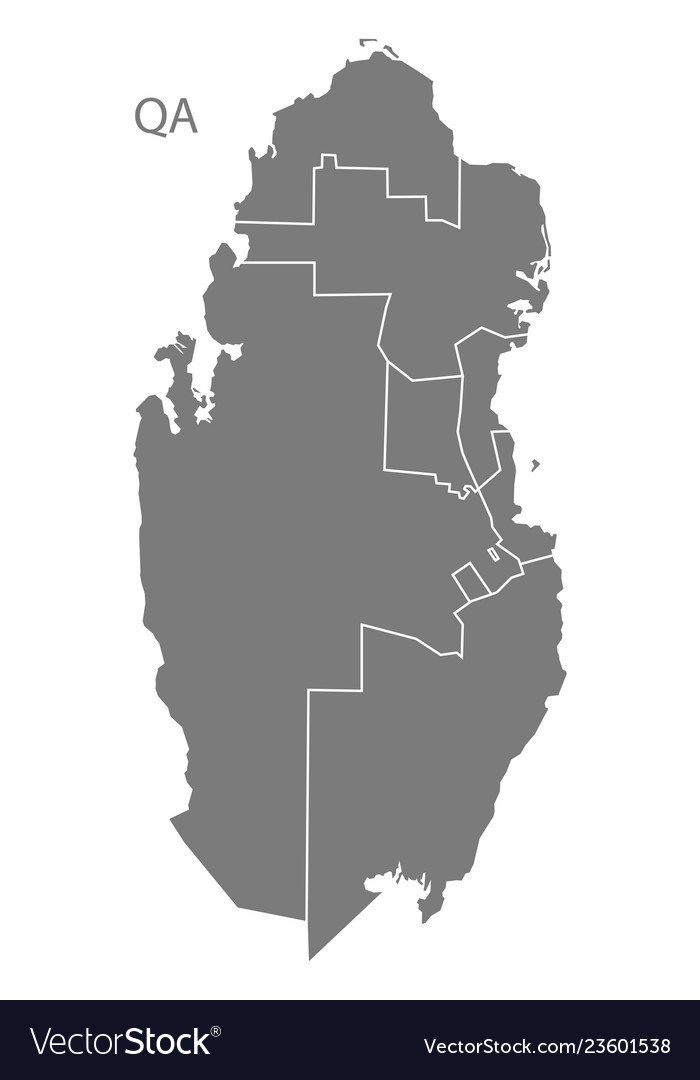 Qatar municipalities map grey Royalty Free Vector Image