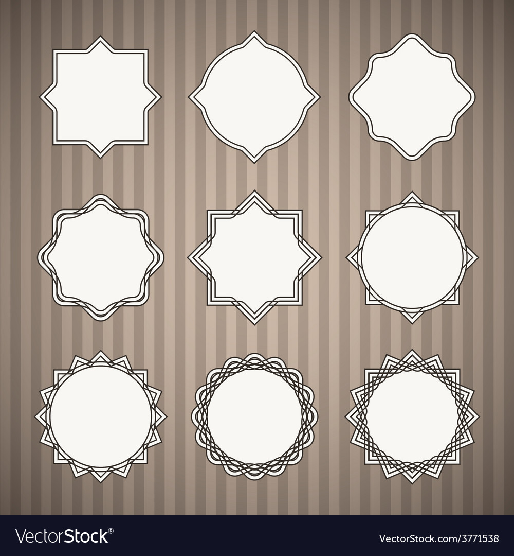 Set Of Black Thin Line Vintage Frames With White Vector Image Set Of Black Thin Line Vintage Frames With White Vector Image
