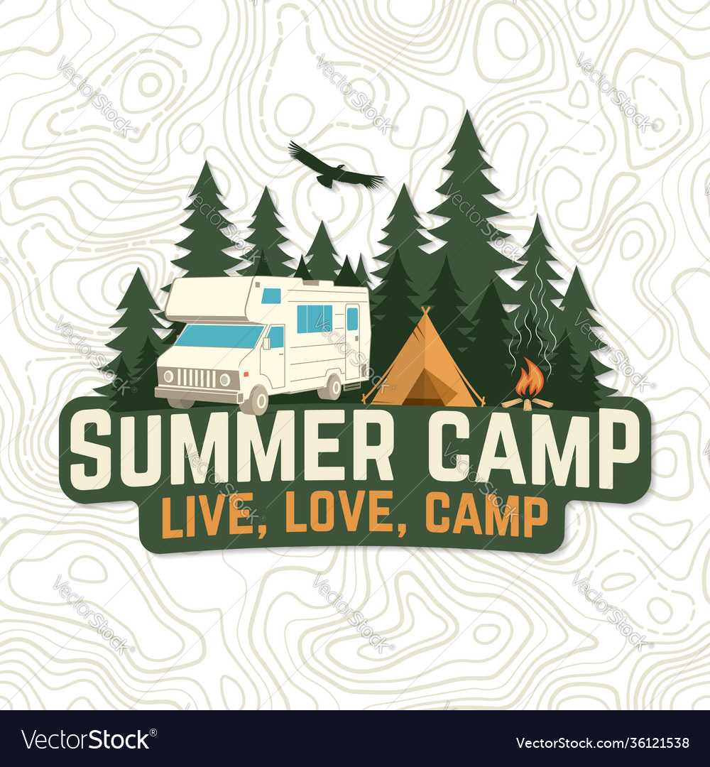 Summer camp live love camp patch Royalty Free Vector Image