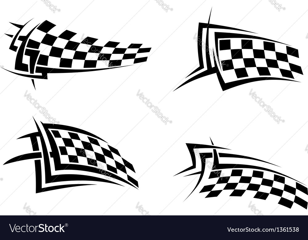 Tribal Signs With Checkered Flags Royalty Free Vector Image