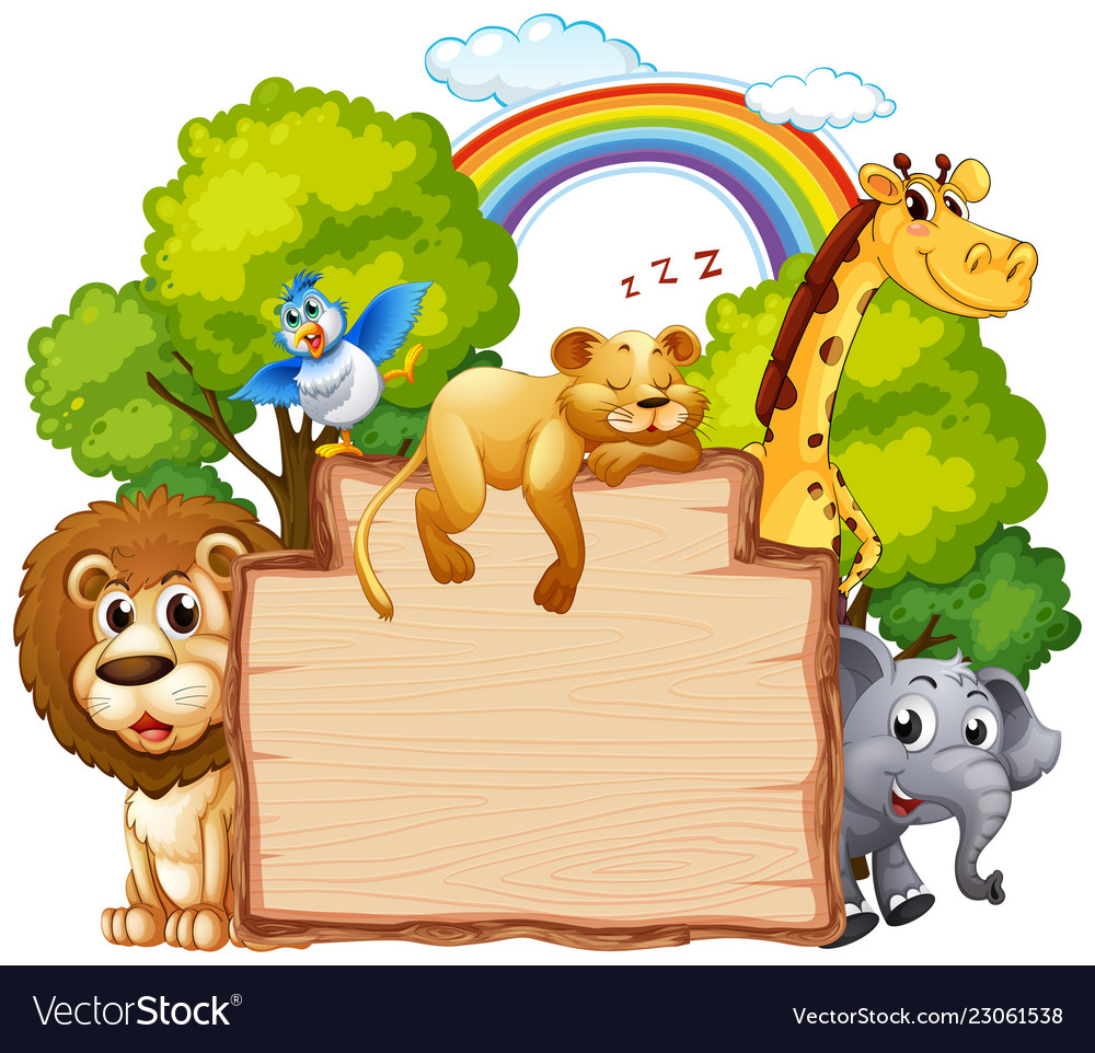 Wild animal on wooden banner Royalty Free Vector Image