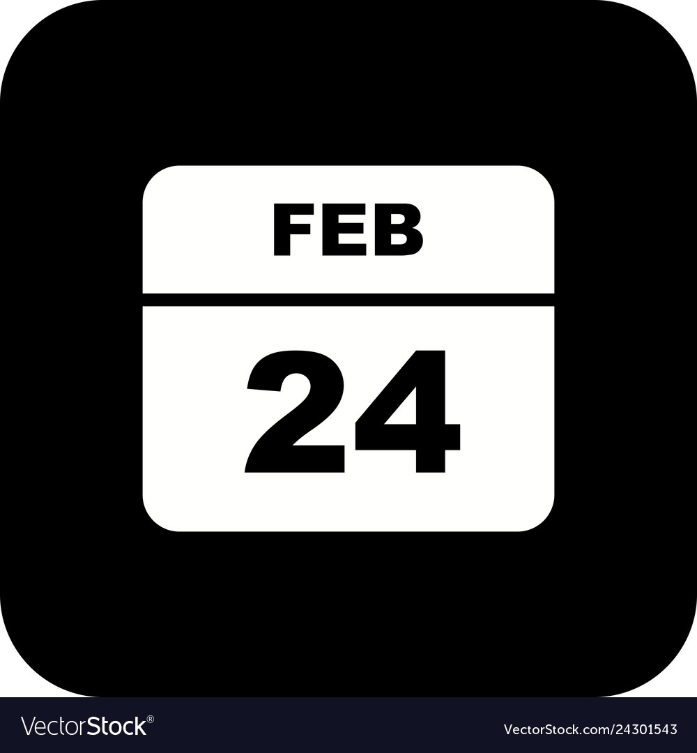 February 24th date on a single day calendar Vector Image
